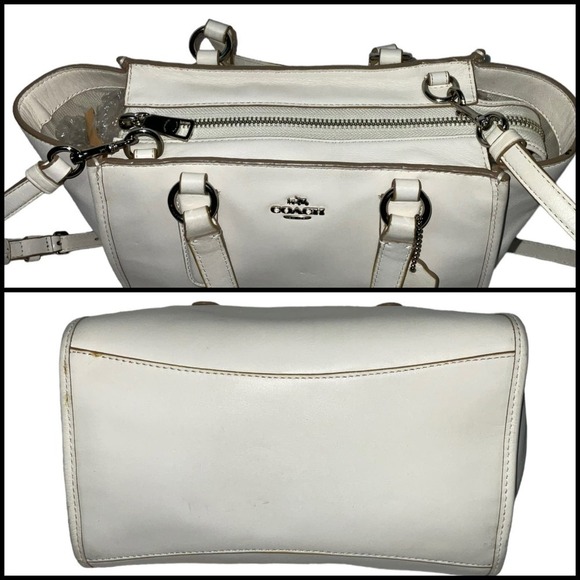 COACH CROSBY CARRYALL IN CROSSGRAIN LEATHER GOLD/CHALK - Picture 8 of 16